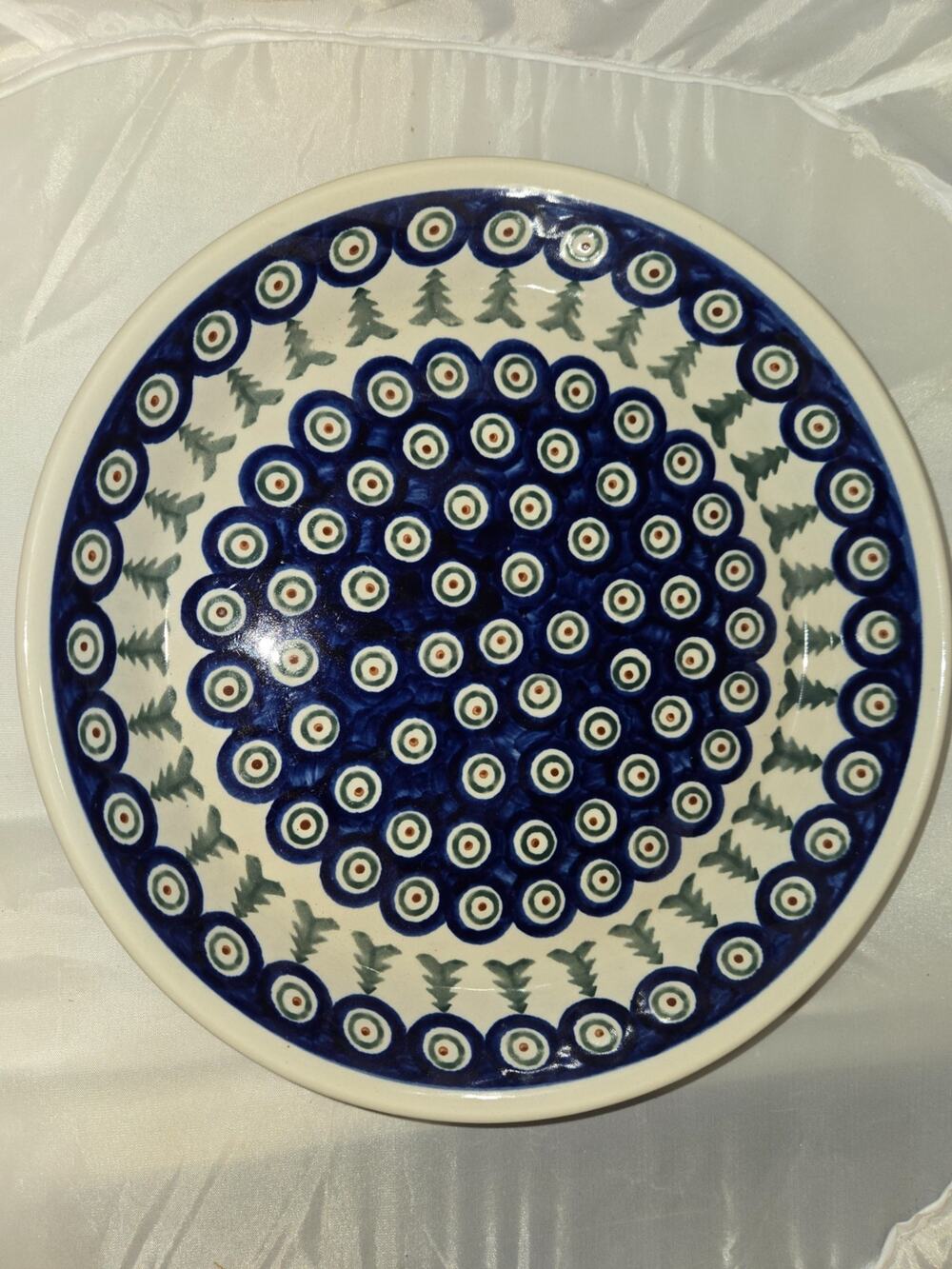 Polish Pottery Boleslawiec pie plate Plate Trees Peacock 9.75” x 1.75"